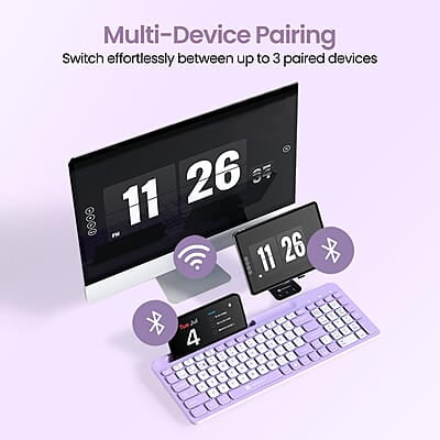 Portronics Bubble Square Wireless Keyboard with Bluetooth + 2.4 GHz USB Receiver Pair 3 Devices Max, Multimedia Hotkeys, for Laptop, PC, Smartphone, Tablet