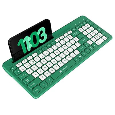 Portronics Bubble Square Wireless Keyboard with Bluetooth + 2.4 GHz USB Receiver Pair 3 Devices Max, Multimedia Hotkeys, for Laptop, PC, Smartphone, Tablet