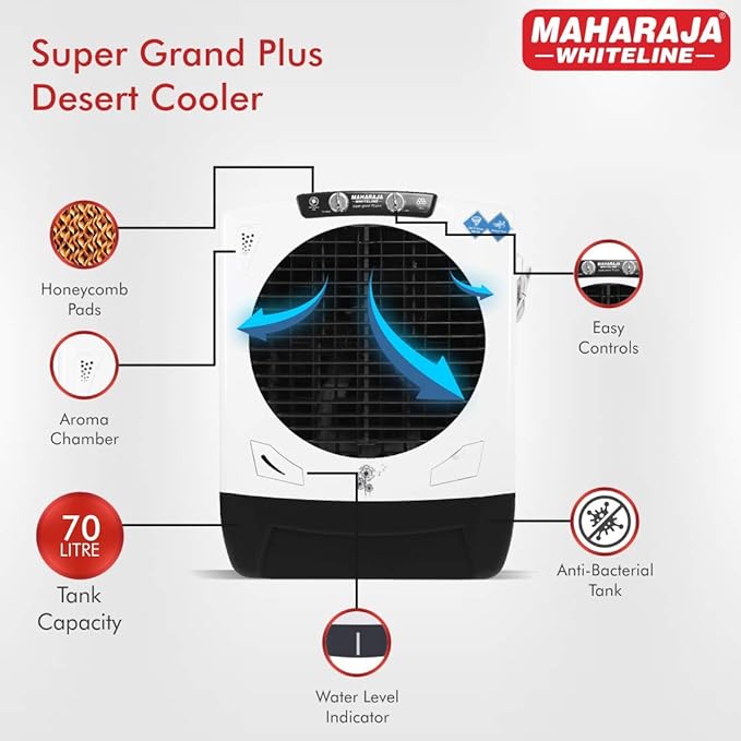 Maharaja White line Super Grand 70 Plus Honeycomb Desert Air Cooler with Anti-Bacterial Water Tank Maharaja White line Super Grand 70 Plus Honeycomb Desert Air Cooler with Anti-Bacterial Water Tank
