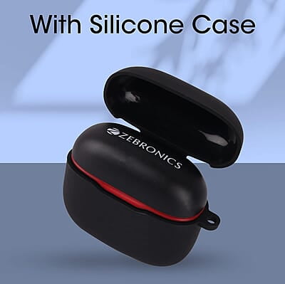 Zebronics SOUND BOMB 9 Semi in ear Bluetooth v5.2 TWS earbuds with 16H backup, ENC Calling, Gaming mode (Upto 50ms), Voice assistant, Flash connect, Silicone case, Splash proof and Type C Zebronics SOUND BOMB 9 Semi in ear Bluetooth v5.2 TWS earbuds with 16H backup, ENC Calling, Gaming mode (Upto 50ms), Voice assistant, Flash connect, Silicone case, Splash proof and Type C