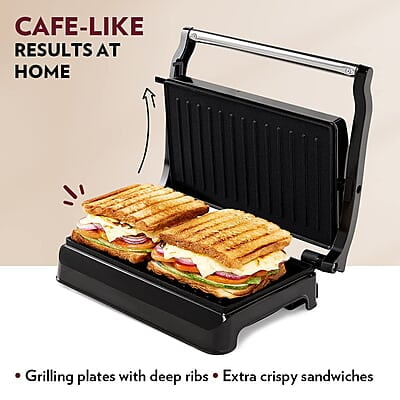 Borosil Meta Prime Grill Sandwich Maker Grill (Silver, Black)
