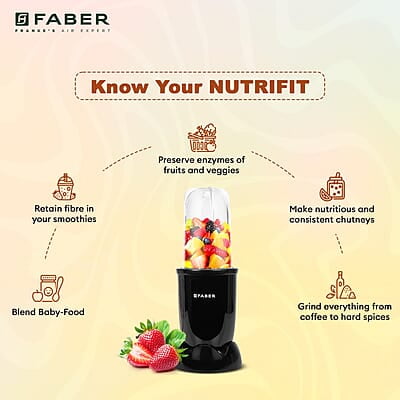 Faber Sportz Blender FSB 2-in-1 Nutrifit Nero 400W 2 PC Jar 500ML & 300ML Faber Sportz Blender FSB 2-in-1 Nutrifit Nero 400W 2 PC Jar 500ML & 300ML