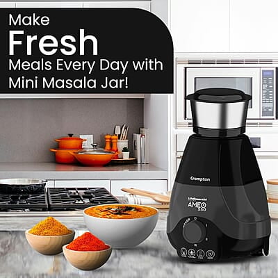 Crompton Ameo 550-Watt Mixer Grinder with MaxiGrind and Motor Vent-X Technology Crompton Ameo 550-Watt Mixer Grinder with MaxiGrind and Motor Vent-X Technology