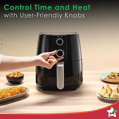 Wonderchef Prato Manual Air Fryer for Home & Kitchen with 5 Pre-set Menu 3.8 Litres Non-stick Basket Wonderchef Prato Manual Air Fryer for Home & Kitchen with 5 Pre-set Menu 3.8 Litres Non-stick Basket