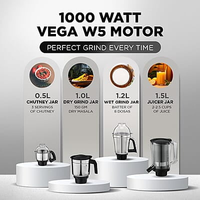 Preethi Taurus Plus MG-257 Mixer Grinder, 1000 Watt, Black 4 Jars - Super Extractor Juicer Jar Preethi Taurus Plus MG-257 Mixer Grinder, 1000 Watt, Black 4 Jars - Super Extractor Juicer Jar