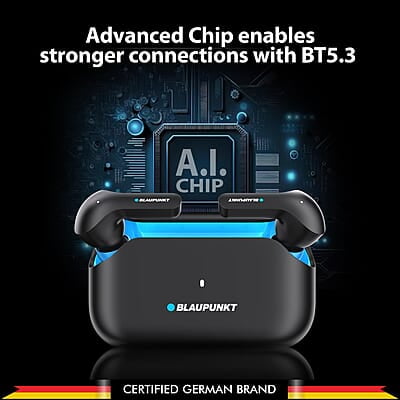 Blaupunkt Newly Launched BTW300 XTREME True Wireless Earbuds with Unstoppable 150 Hours* Playtime I Massive 800mAh Battery I CRISPR ENC AI MIC I BT Ver 5.3 I Gaming-Ready I TurboVolt Charging