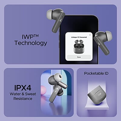 boAt Airdopes 91 Truly Wireless in Ear Ear Buds w/ 45 hrs Playtime, Beast Mode with 50 ms Low Latency, Dual Mics with ENx Tech, ASAP Charge, IWP Tech, IPX4 & Bluetooth v5.3 boAt Airdopes 91 Truly Wireless in Ear Ear Buds w/ 45 hrs Playtime, Beast Mode with 50 ms Low Latency, Dual Mics with ENx Tech, ASAP Charge, IWP Tech, IPX4 & Bluetooth v5.3