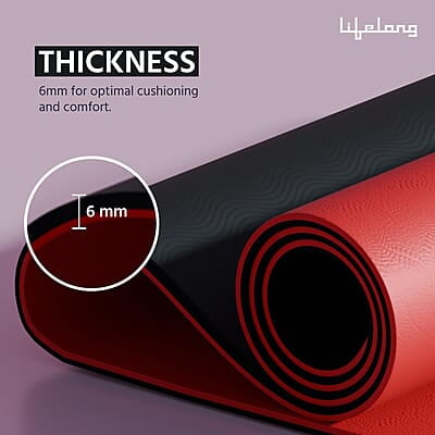 Lifelong Dual Color TPE Material Yoga Mat for Women & Men 6mm Anti-Slip Yoga Mat for Gym Workout Exercise Mat