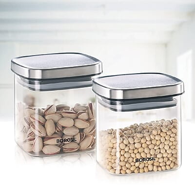 BOROSIL SET OF 2 KLIP - N - STORE(SQUARE + ROUND) BOROSIL SET OF 2 KLIP - N - STORE(SQUARE + ROUND)