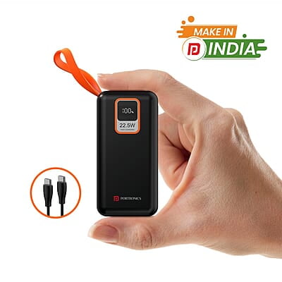Portronics Ampbox 10K 10000 mAh Power Bank with 22.5W Fast Charging, Digital Display, Dual Output Portronics Ampbox 10K 10000 mAh Power Bank with 22.5W Fast Charging, Digital Display, Dual Output