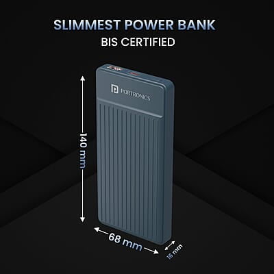 Portronics Luxcell B 10K 10000 mAh 22.5W Fast Charging Power Bank, Ultra Slim Power Bank with Mach USB-A Output, Type C PD Output Portronics Luxcell B 10K 10000 mAh 22.5W Fast Charging Power Bank, Ultra Slim Power Bank with Mach USB-A Output, Type C PD Output