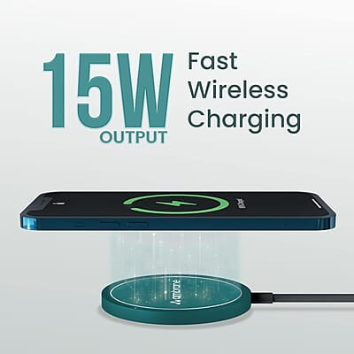 Ambrane Aero-Sync 15 Watt Fast Charging Wireless Pad, Compatible with Wireless Charging Enabled Devices, Smartphones
