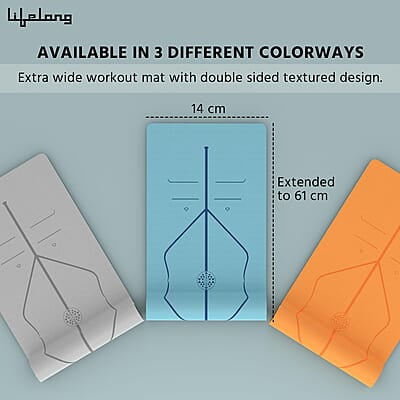 Lifelong Yoga Mat For Women & Men Tpe Material 6Mm Anti-Slip Yoga Mat With Bag For Gym Workout