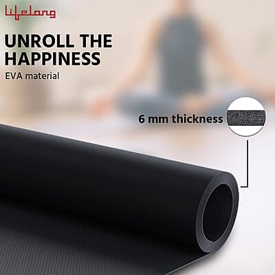 Lifelong Yoga mat for Women & Men EVA Material 6mm  Anti Slip for Gym Workout