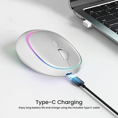 Portronics Toad IV Bluetooth Mouse with 2.4 GHz Wireless (Dual Connectivity), Rechargeable, Connect up to 3 Devices, RGB Lights, Adjustable Optical DPI for Laptop, PC, Tablet, Smartphone