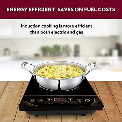 Borosil Smartkook-TC14 Electric Induction Cooktop, Glass Surface, Energy Saving, Flame-free Cooking, Black, 2000W Borosil Smartkook-TC14 Electric Induction Cooktop, Glass Surface, Energy Saving, Flame-free Cooking, Black, 2000W