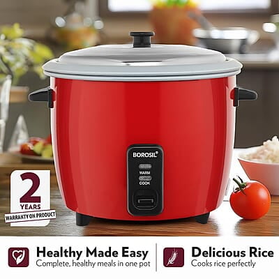 Borosil Pronto Dual 1.8 L Electric Rice Cooker with 2 Pot | 700W, Keep Warm Feature with Indicator Display, Anti Skid Rubber Feet | Cook & Boil Noodles, Rice, Upma, Idli, Dhokla | 2 Years Warranty Borosil Pronto Dual 1.8 L Electric Rice Cooker with 2 Pot | 700W, Keep Warm Feature with Indicator Display, Anti Skid Rubber Feet | Cook & Boil Noodles, Rice, Upma, Idli, Dhokla | 2 Years Warranty
