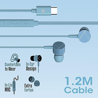 ZEBRONICS Zeb-Buds C2 in Ear Type C Wired Earphones with Mic, Braided 1.2 Metre Cable, Metallic Design, 10mm Drivers, in Line Mic & Volume Controller ZEBRONICS Zeb-Buds C2 in Ear Type C Wired Earphones with Mic, Braided 1.2 Metre Cable, Metallic Design, 10mm Drivers, in Line Mic & Volume Controller