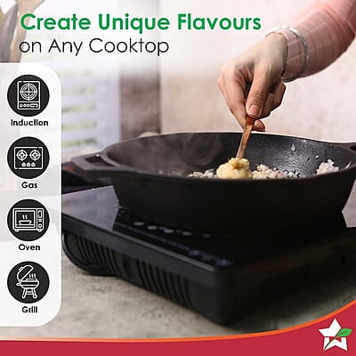 Wonderchef Forza Cast-Iron 20 cm Fry Pan, Pre-Seasoned Cookware, Induction Friendly, 3.8mm Wonderchef Forza Cast-Iron 20 cm Fry Pan, Pre-Seasoned Cookware, Induction Friendly, 3.8mm