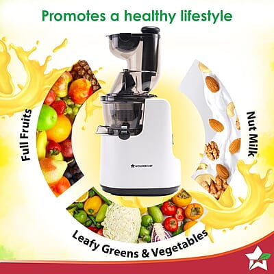 Wonderchef Regenta Full Fruit Juicer High Juice Yield 240W 55 RPM Fine Strainer