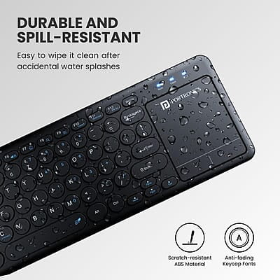 Portronics Bubble Pro Wireless Keyboard with Touchpad, Bluetooth & 2.4 GHz Dual Connectivity, Noiseless Keys