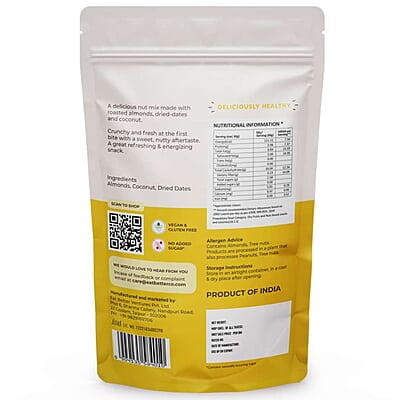 EAT BETTER CO - Better Munch - Sweet Crunchy Nut Mix - Roasted Almonds, Dried Dates and Coconuts. Energizing Healthy Snack - 200gm Super Saver Pack