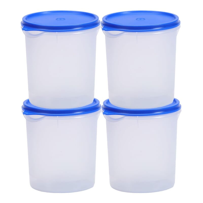 Varmora Magnum Round Smart Kitchen Storage Plastic Container – Blue Lid (1 Litres) (Pack of 4) Varmora Magnum Round Smart Kitchen Storage Plastic Container – Blue Lid (1 Litres) (Pack of 4)