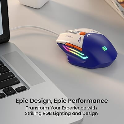 Portronics Vader Wired Gaming Mouse with 6 Buttons, Thumb Support, Adjustable DPI (6400 Max), RGB Light Effects, Ergonomic Design, 1.5 m Long USB Cable for Laptop & PC Portronics Vader Wired Gaming Mouse with 6 Buttons, Thumb Support, Adjustable DPI (6400 Max), RGB Light Effects, Ergonomic Design, 1.5 m Long USB Cable for Laptop & PC