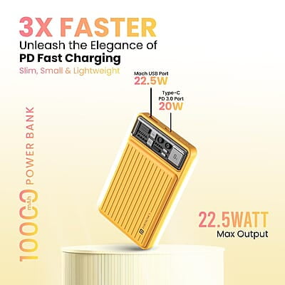 Portronics Luxcell Mini 10K Advanced 10000 mAh Smallest Power Bank with 22.5W Max Output