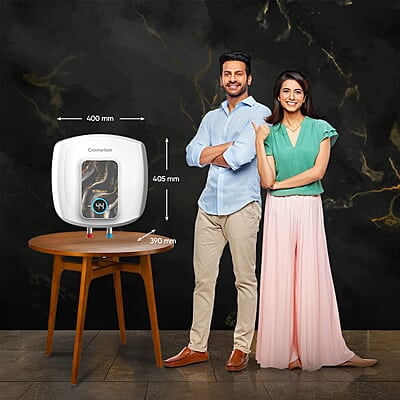 Crompton Solarium Qube IOT 15L Smart Storage Water Heater (Geyser) with Alexa Enabled Control (White),Free installation & connection pipes.