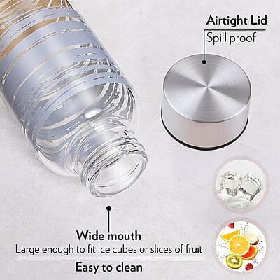 Borosil Artisan Series Glance 1000 ml Narrow Mouth Glass Bottle with Metal Lid | 100% Borosilicate, Fridge Safe, Leakproof, Easy to Carry | Store Water, Lassi, Juice, Smoothies | Dishwasher Safe