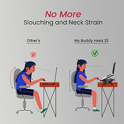 Portronics My Buddy Hexa 33 Laptop Stand with Phone Holder, Four Legs, Foldable Design, Improved Airflow