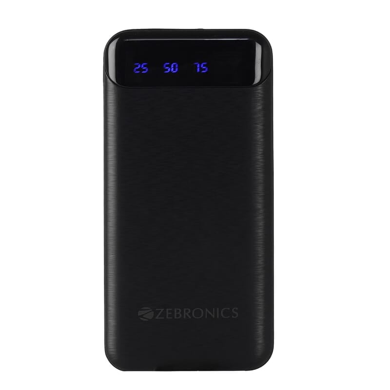 ZEBRONICS MB10000S4 Power Bank, 10000 mAh, 12W, Dual USB Output, Type C & Micro USB Input, Built in Protections, Percentage LED Display, Included USB to Type C Cable ZEBRONICS MB10000S4 Power Bank, 10000 mAh, 12W, Dual USB Output, Type C & Micro USB Input, Built in Protections, Percentage LED Display, Included USB to Type C Cable