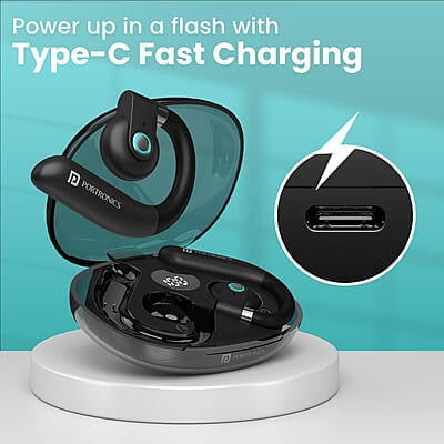 Portronics Harmonics Twins S14 Over Ear OWS Smart Wireless Earbuds with Mic,Secure & Flexible Earhook,15Hrs Playtime Portronics Harmonics Twins S14 Over Ear OWS Smart Wireless Earbuds with Mic,Secure & Flexible Earhook,15Hrs Playtime