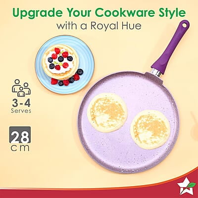 Wonderchef Royal Velvet Non-stick 28cm Dosa Tawa 3 mm thick 1.8 litres Virgin Aluminium Wonderchef Royal Velvet Non-stick 28cm Dosa Tawa 3 mm thick 1.8 litres Virgin Aluminium
