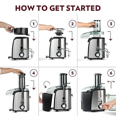 Borosil Primus Plus Juicer, 800 W, Stainless Steel Centrifugal Juicer, 1.1 L Juice Jug, 75 mm Feed Chute, Black
