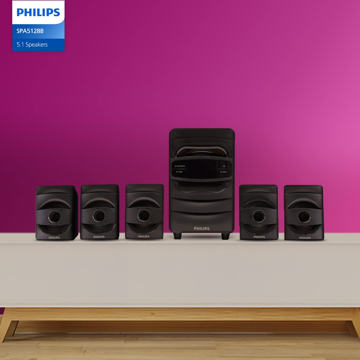 PHILIPS Audio SPA5128B 5.1 CH 40W Bluetooth Multimedia Speakers PHILIPS Audio SPA5128B 5.1 CH 40W Bluetooth Multimedia Speakers