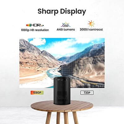 Portronics Beem 400 LED Projector with Wifi, 3600 Lumens (250 ANSI), 1080p HD Resolution, Up to 160 Inches Screen