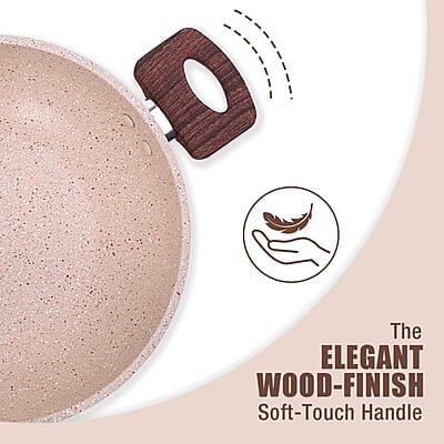 Wonderchef Duralife Die-cast 24 cm Kadhai with lid 5 Layer 2.5 litres Ivory