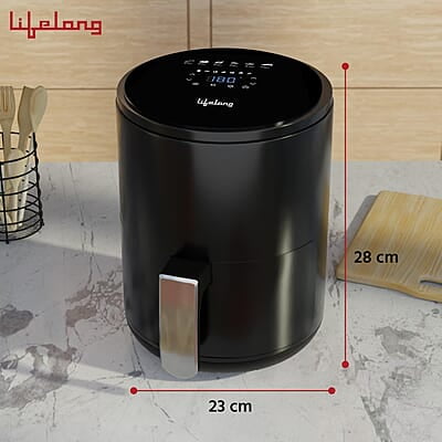 Lifelong Digital Air Fryer For Home - 2.5 Litre Airfryer With Touch Panel & 6 Pre-Set Menus-1000 W Electric Fryer