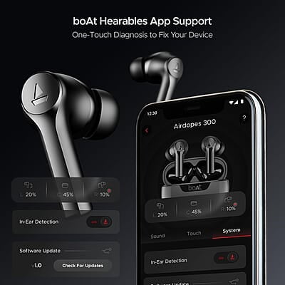 boAt Newly Launched Airdopes 300 Premium Truly Wireless in-Ear Earbuds with 4 Mics AI-ENx Spatial Audio, 50HRS Playtime, Multipoint Connection, ASAP Charge, Hearables App Support boAt Newly Launched Airdopes 300 Premium Truly Wireless in-Ear Earbuds with 4 Mics AI-ENx Spatial Audio, 50HRS Playtime, Multipoint Connection, ASAP Charge, Hearables App Support