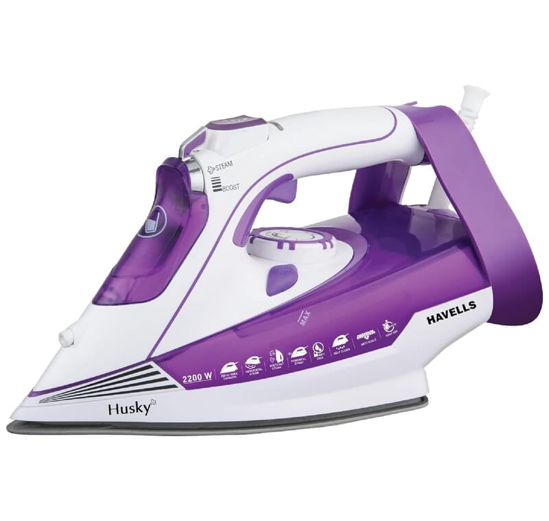 Havells Plastic Husky 2200 W Steam Iron With Auto Shut Off, Steam Boost, Vertical, Horizontal Ironing Havells Plastic Husky 2200 W Steam Iron With Auto Shut Off, Steam Boost, Vertical, Horizontal Ironing