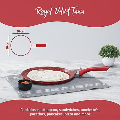 Wonderchef Royal Velvet 30 cm Non-Stick Dosa Tawa 3 mm Virgin Grade Aluminium Wonderchef Royal Velvet 30 cm Non-Stick Dosa Tawa 3 mm Virgin Grade Aluminium