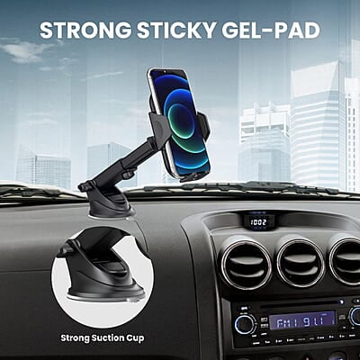 Portronics Clamp M Car Mobile Holder with 360° Rotational, Strong Suction Cup, One Click Release Button Compatible with 4 to 6 inch Devices Portronics Clamp M Car Mobile Holder with 360° Rotational, Strong Suction Cup, One Click Release Button Compatible with 4 to 6 inch Devices
