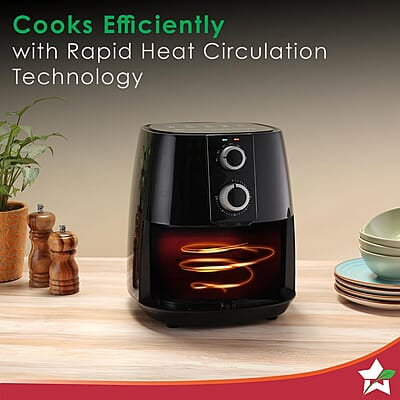 Wonderchef Prato Manual Air Fryer for Home & Kitchen with 5 Pre-set Menu 3.8 Litres Non-stick Basket Wonderchef Prato Manual Air Fryer for Home & Kitchen with 5 Pre-set Menu 3.8 Litres Non-stick Basket