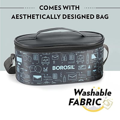Borosil Carry Fresh Stainless Steel Lunchbox Set of 3 (280ml x 2 Insulated Containers + 475ml Borosil Carry Fresh Stainless Steel Lunchbox Set of 3 (280ml x 2 Insulated Containers + 475ml