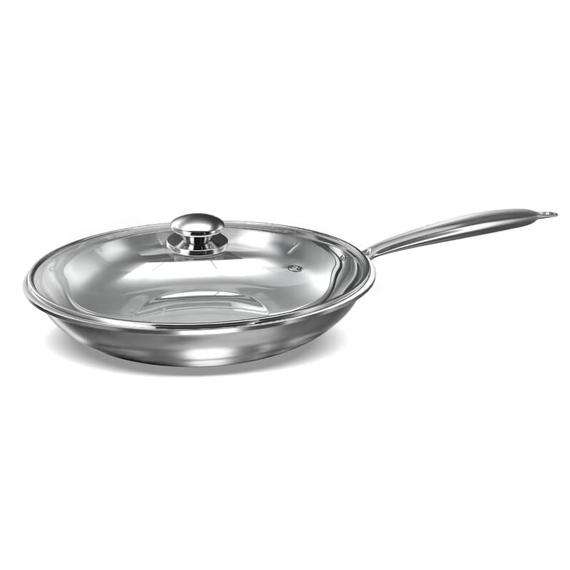 Preethi Metallica Collection Triply Stainless Steel Frypan with Glass Lid, 26 cm, Gas & Induction Preethi Metallica Collection Triply Stainless Steel Frypan with Glass Lid, 26 cm, Gas & Induction