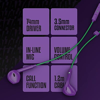 ZEBRONICS DC Joker Edition Buds 30 3.5mm Stereo Wired in Ear Earphone with Inline Microphone for Calling, Volume Control, Multifunction Button, 14mm Drivers, Stylish eartip Design ZEBRONICS DC Joker Edition Buds 30 3.5mm Stereo Wired in Ear Earphone with Inline Microphone for Calling, Volume Control, Multifunction Button, 14mm Drivers, Stylish eartip Design