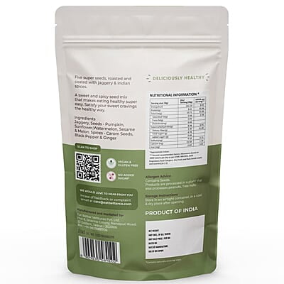 EAT BETTER CO - Five Seed Mix - Spiced Jaggery - Five Super Seeds - Roasted with Jaggery and Indian Spices - Pumkin, Sunflower, Melon, Watermelon, Sesame seeds. Seeds for eating 200gm value pack EAT BETTER CO - Five Seed Mix - Spiced Jaggery - Five Super Seeds - Roasted with Jaggery and Indian Spices - Pumkin, Sunflower, Melon, Watermelon, Sesame seeds. Seeds for eating 200gm value pack