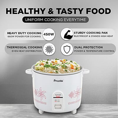 Preethi Electric Rice Cooker, 1 Litre, Single Pan, Anodized and Rustproof Aluminium Pan Preethi Electric Rice Cooker, 1 Litre, Single Pan, Anodized and Rustproof Aluminium Pan